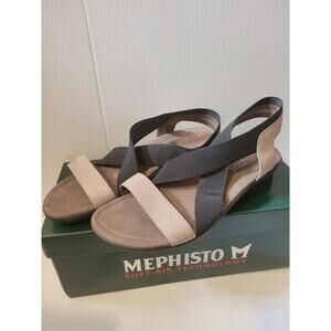 MEPHISTO Pastora Crisscross Elastic Strap Womens Sandals Sz 39 Black US 9